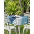 thumbnail image 3 of Outdoor Tablecloth with Umbrella Hole for Patio/Picnic/Party/Camping, Aqua Blue Striped Waterproof Table Cloth Round Cover Washable, Blue White Ombre Farmhouse Gradient (Dia 54"), 3 of 9