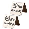 thumbnail image 2 of 2PCS Stainless Steel No Smoking Sign Triangle Free Standing No Smoking Table Tent Sign for Office Hotel (No Smoking), 2 of 6