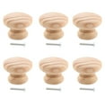 thumbnail image 1 of 6Pcs Solid Wood Handle Nordic Style Door Handles Wardrobe Knobs with Screws, 1 of 8