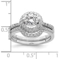 thumbnail image 3 of Sterling Silver Rhodium-Plated Cz Halo Engagement Ring & Band Set (Size 8) Made In China qr7299-8, 3 of 5