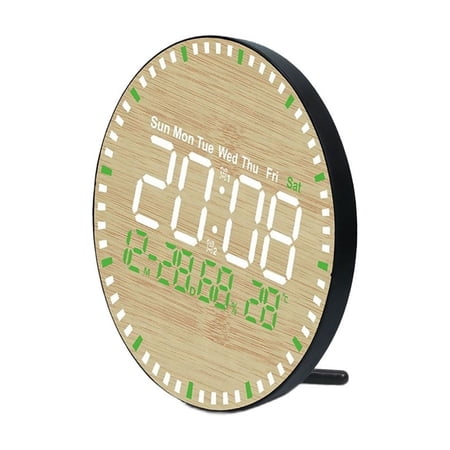 Wooden Digital Wall Clock Large LED Wall Clock With Remote Control Time Date Home Living Room Decor Wall Clocks