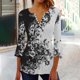 thumbnail image 1 of ICHUANYI Clearance Women's Casual Trumpet 3/4 Sleeve Buttoned Basic Ruched Corset Tunic Tops Pleated T-shirts Blouses(Gray, L) ICHUANYI WER2023080900631, 1 of 5