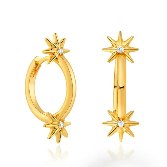 GDCOIN Stars Earrings 14K Gold Plated Simple Dainty CZ Trendy Jewelry for Women