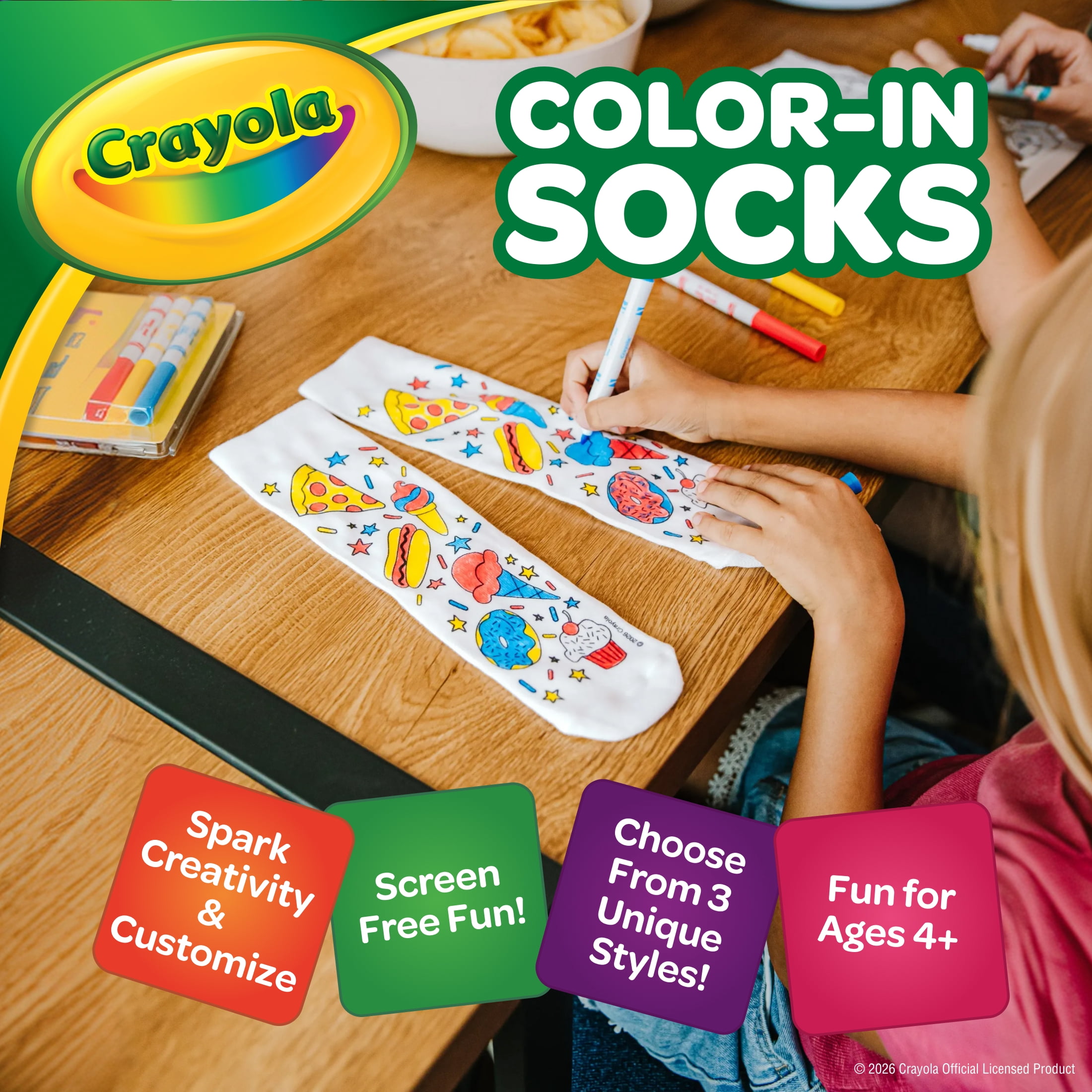 Crayola Color-In Socks Unisex Kids One Size