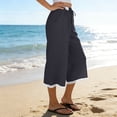 thumbnail image 6 of Noric Women's Capri Pants Wide Leg High Waisted Drawstring with Trim Pockets Summer Casual Loose Lace Capris, 6 of 8
