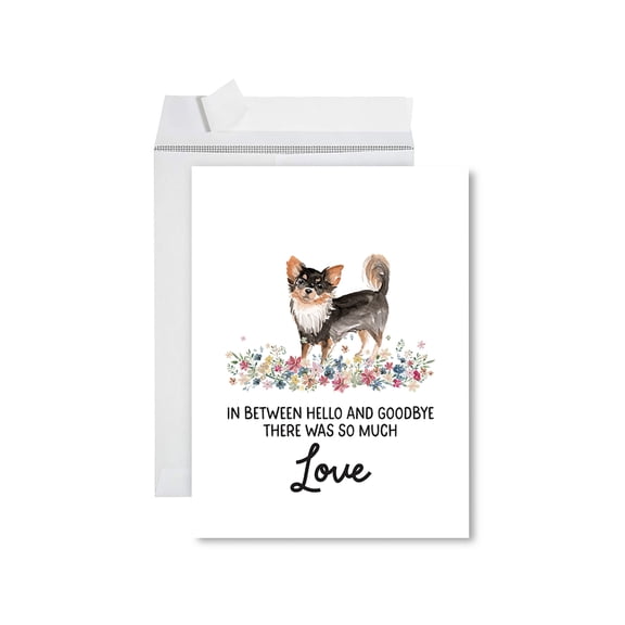 Koyal Wholesale Jumbo Pet Sympathy Card with Envelope, Long Haired Chihuahua, Dog Grief Bereavement Card 1-Pk
