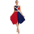 thumbnail image 3 of YiZYiF Women's Praise Dance Outfit Asymmetrical Metallic Dress with Pants Liturgical Worship Costume Red L, 3 of 7