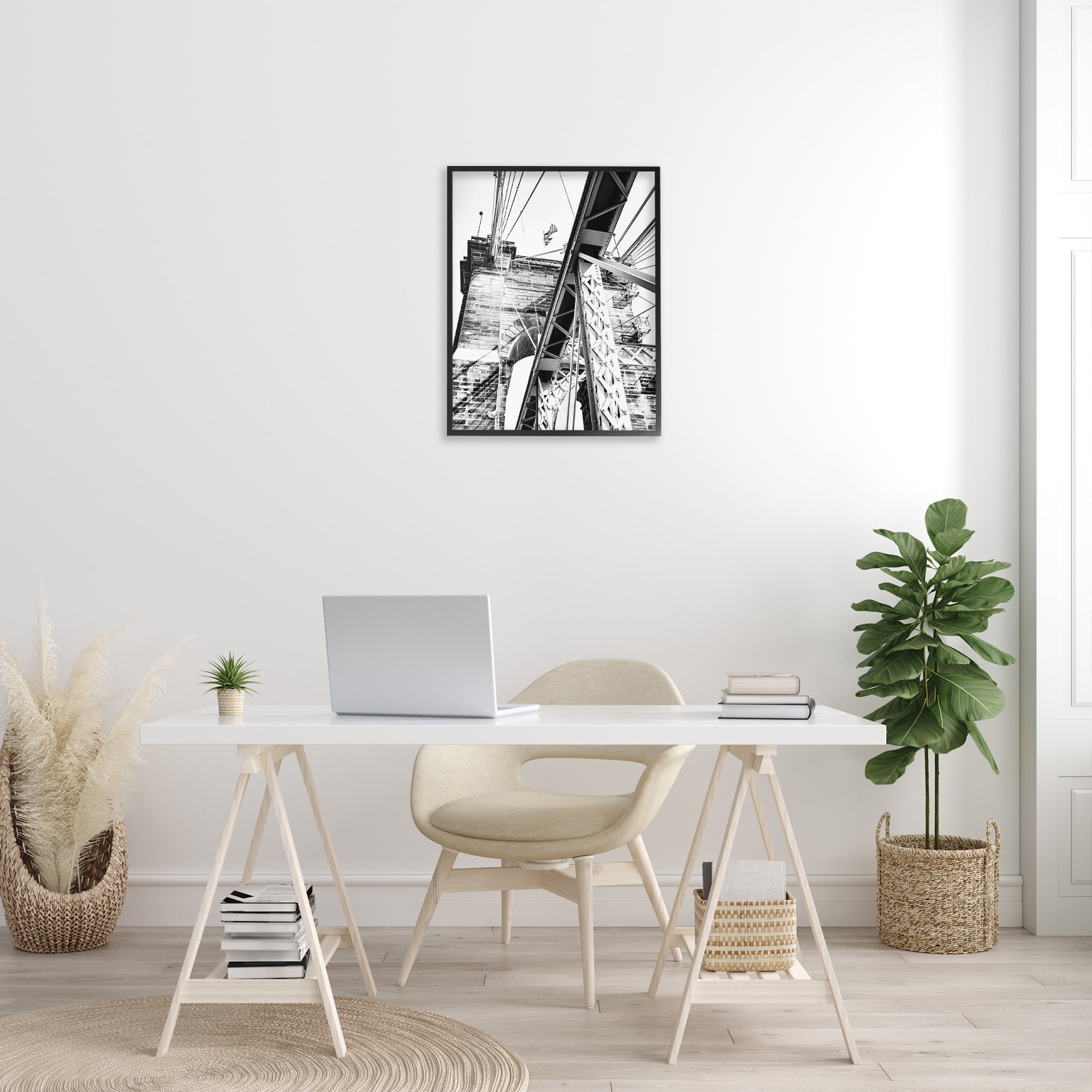 Stupell Industries Grey Urban Bridge Travel & Places Photography Black Framed Art Print Wall Art, 24 x 30