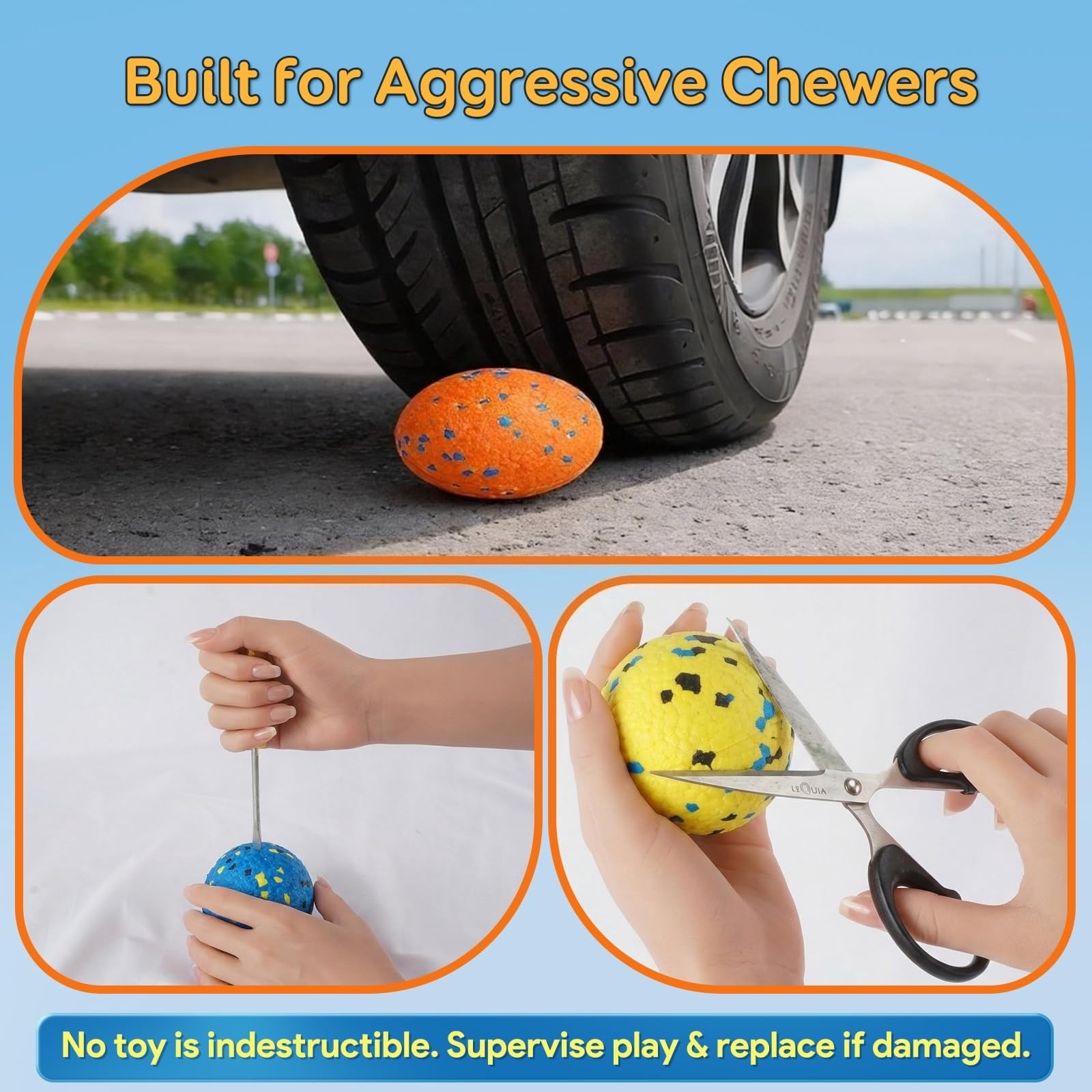 mirlewaiy Dog Balls Tennis Ball Toys Dog Toys for Aggressive Chewers Durable Teething Chew Toys Water Toy Fetch Ball for Large Medium Small Dog and Puppies (4 Balls)