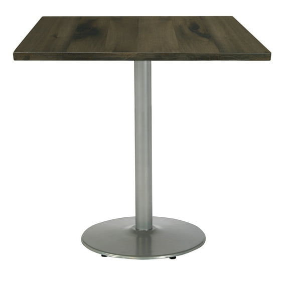 KFI Studios Urban Loft 3' Square Bistro Table, Barnwood, Silver Base