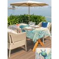 thumbnail image 5 of Outdoor Tablecloth with Umbrella Hole for Patio/Picnic/Party/Camping, Teal Sea Turtle Waterproof Table Cloth Rectangle Table Cover Washable, Summer Coastal Coral Ocean Linen Texture (54"x 80"), 5 of 8