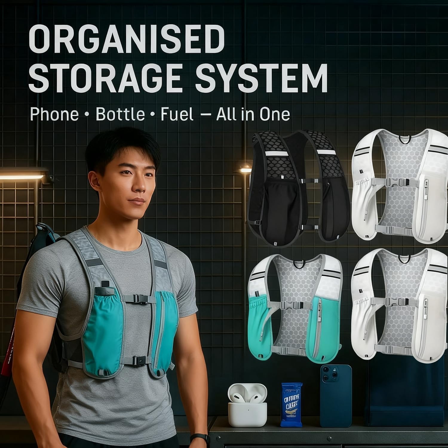 Running Hydration Vest Backpack, Lightweight Breathable Running Vest Pack with Water Storage for Marathon, Trail Running, Hiking, Cycling