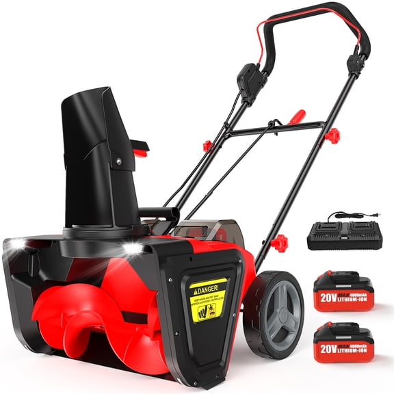 EWORK 40V 20" Cordless Snow Shovel with 2x4.0Ah Batteries & Fast Charger Brushless Electric Snow Shovel with Wheels, Power Snow Blower 30FT Max Throw, Snow Thrower for Driveway Snow Removal
