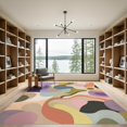 thumbnail image 2 of ODIKA 9'x12' Washable Area Rug Non-Slip, Chair-Friendly Multicolored Abstract Swirls and Curves Design Geometric Flow with Artistic Modern for Dining Room, Basement, Large Office, 2 of 7