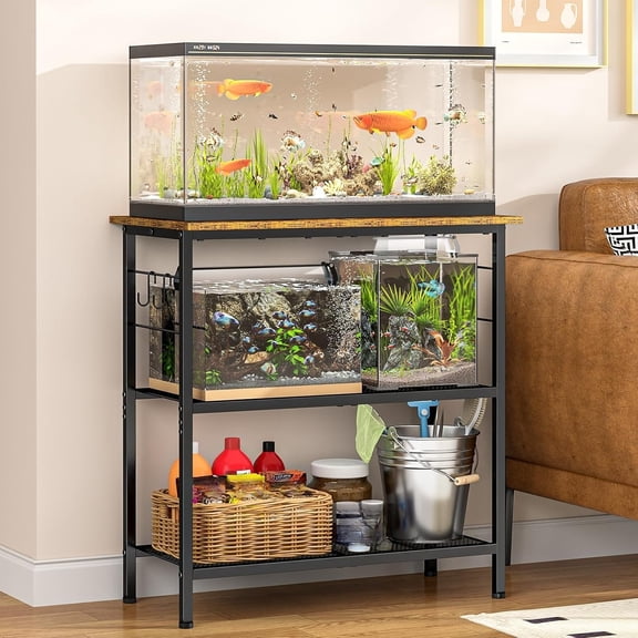 20 Gallon Fish Tank Stand Heavy Duty 3 Tier Aquarium Terrarium Stand with Storage Shelf