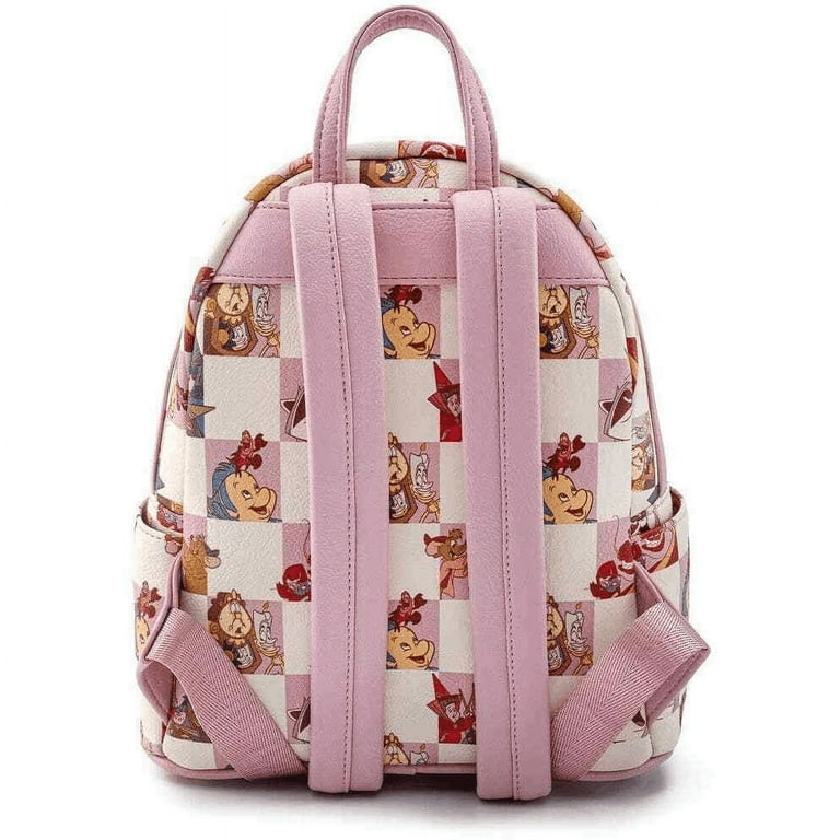Loungefly Disney Princess Sidekicks Pink and White Checkered Mini Backpack