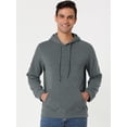 thumbnail image 2 of Sudadera con capucha con forro de felpa para hombre Sudaderas con capucha de manga larga sólida con bolsillo Gris oscuro M, 2 of 6