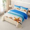 thumbnail image 3 of spefrowx Beach Starfish Twin Quilt Set for Teens, Turquoise Seaside Conch Seashell Sand Twin Coverlet Set, 2pcs, 3 of 7
