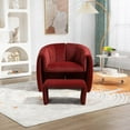 thumbnail image 3 of Tabaray Modern Accent Chair with Ottoman, Velvet Barrel Chair with Footrest, Comfy Armchair, Cozy Side Chair for Living Room, Bedroom, Waiting Room, Office, Club, Wine Red, 3 of 17
