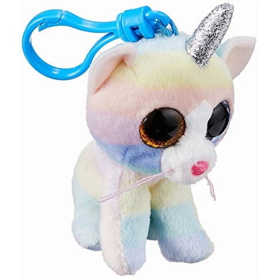Ty Beanie Babies Heather the Cat Unicorn Key Clip 4" Plush Beanie Boos Collectible Toy
