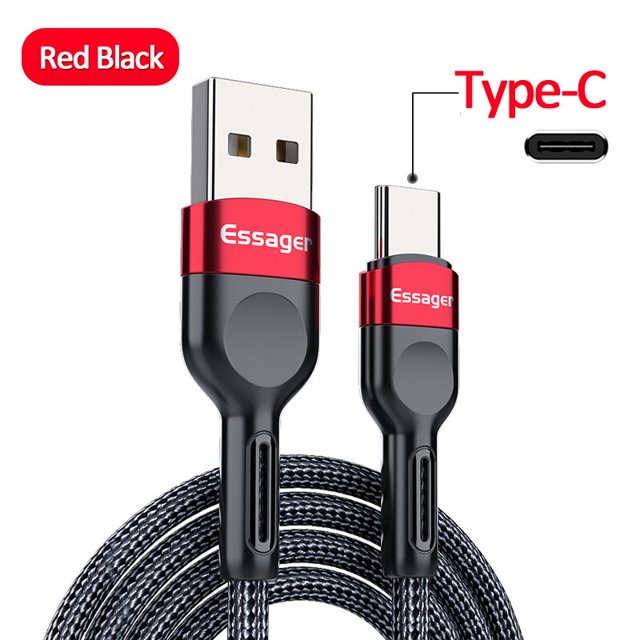 Essager USB Tipo C Cable 3A Carga rápida para Xiaomi Redmi Samsung Huawei Cable de carga USB C Fecha Cable Cargador de teléfono Cables Tan Jianjun unisex