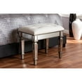 thumbnail image 6 of Baxton Studio Marielle Hollywood Regency Glamour Style Off White Fabric Upholstered Mirrored Ottoman Vanity Bench, 6 of 7