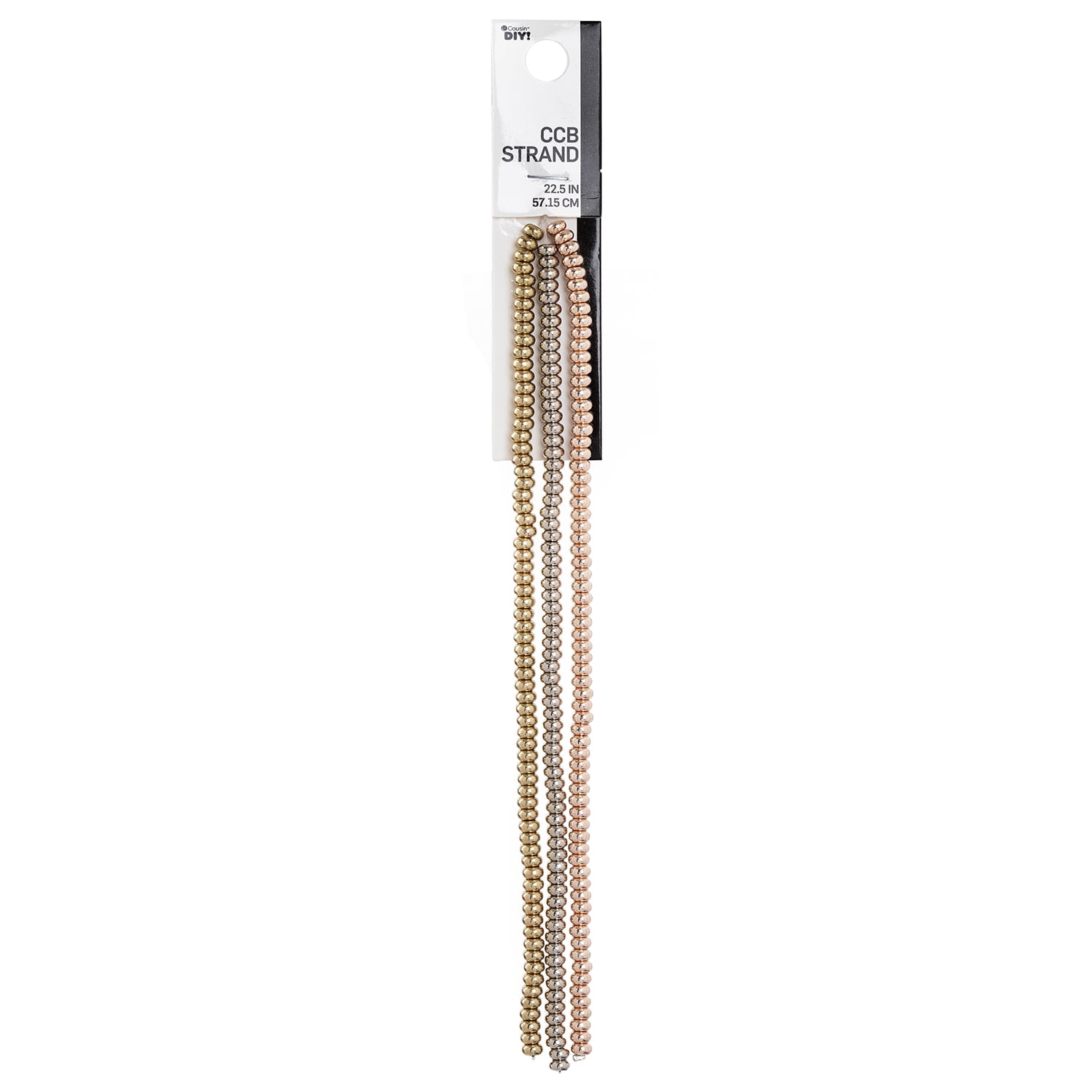 Cousin DIY 3-Strand Metallic Disk Beads, Gold/Silver/Rose, 7.5in Each, 210 Piece, Adult