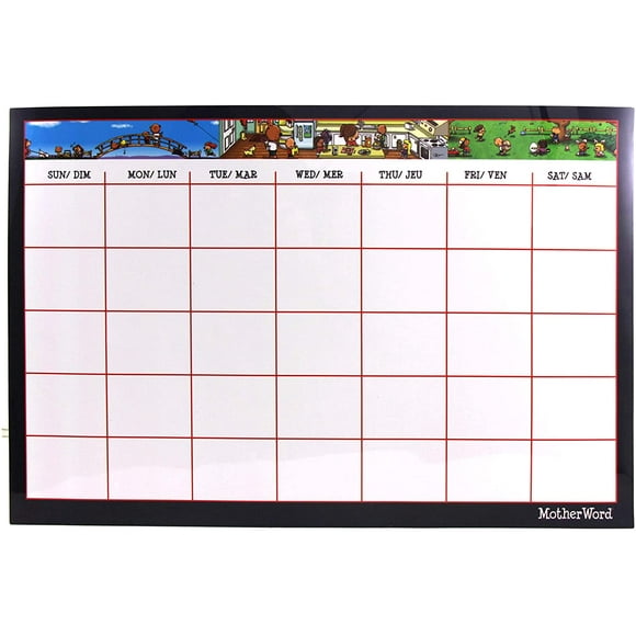 MotherWord Magnetic Dry Erase Calendar, 17 x 11 Inches, Includes 40 Magnetic Reminder Icons and Quartet Dry Erase