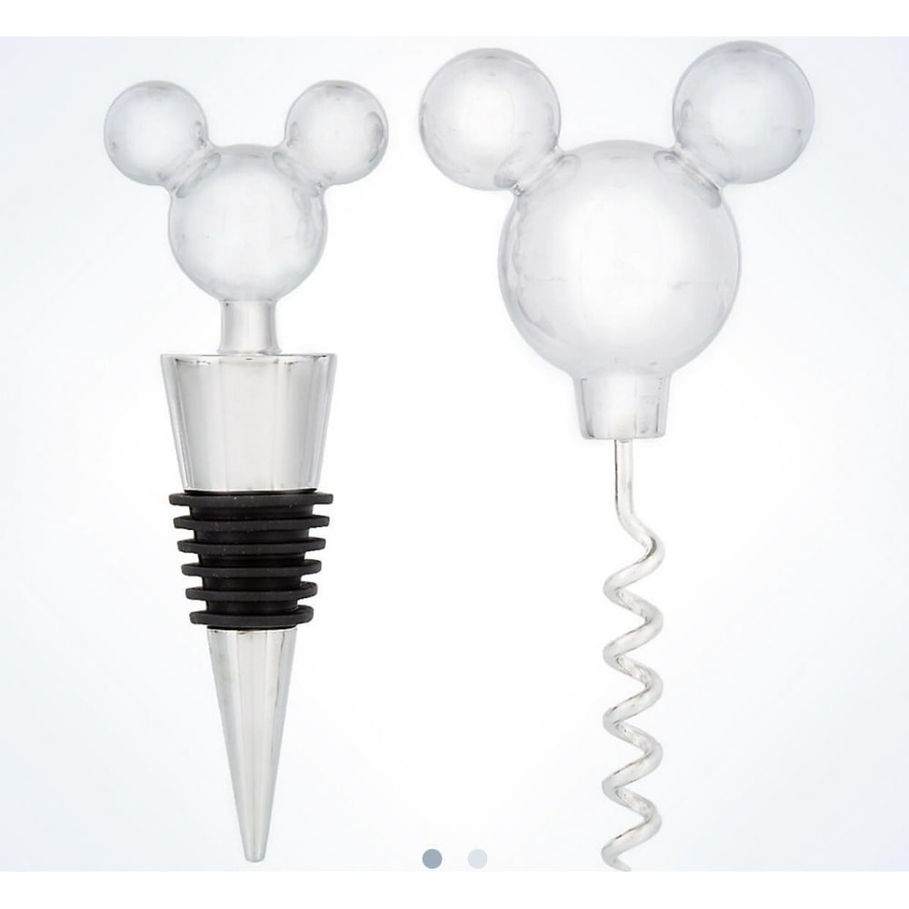 Disney Parks Mickey Mouse Cork Screw & Bottle Stopper Set New With Box
