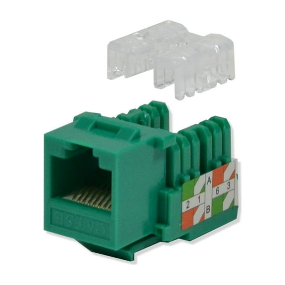 5 pack lot Keystone Jack Cat5e Green Network Ethernet 110 Punchdown 8P8C