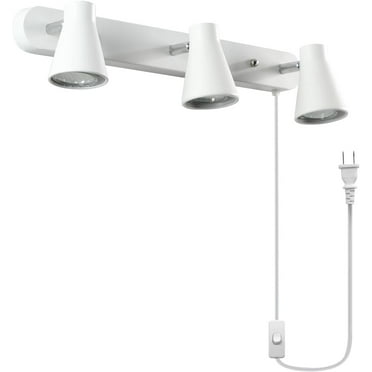Lrlite 3-Light Track Lighting, White Wall Ceiling Fixture with Rotatable Heads, Bulbs Not Included