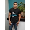thumbnail image 3 of Old Glory Mens Eat Sleep Repeat Distressed Hockey Short Sleeve Graphic T Shirt, 3 of 6