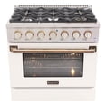 thumbnail image 4 of Pemberly Row 36" 5.2 cu. ft. Dual Fuel Range Natural Gas in White & Gold Accents, 4 of 8