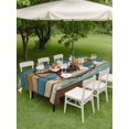 thumbnail image 5 of Outdoor Tablecloth with Umbrella Hole, Texas Star Retro Spillproof Waterproof Outdoor Table Cover, Teal Brown Stars Vintage Wooden Patio Tablecloths for Party Picnic Camping, Rectangle 60"x102", 5 of 9