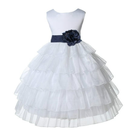 Net Crinoline - Ekidsbridal White Shimmering Tiered Organza Christmas Party Formal Bridesmaid Recital Easter Holiday Wedding Pageant Communion Princess Birthday Clothing Toddler Baptism 308S Flower Girl Dress