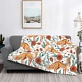 thumbnail image 6 of Throw Blanket for Couch Sofa and Bed, Foxes and Floral Harmony Soft Plush Throw Blanket, Fuzzy Cuteness Comfy Warm Washable Flannel Blanket Throws for All Season, 6 of 8