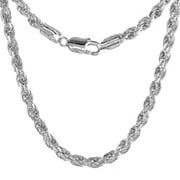Thick Sterling Silver 5mm Rope Chain Necklace for Men Diamond cut Nickel Free Italy 18 inch