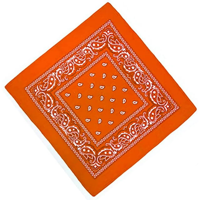 3 Pieces Bandana Headscarf Neckerchief Neck Scarf Biker Cloth Motorcycle Cloth Different Colors Paisley Pattern, Orange