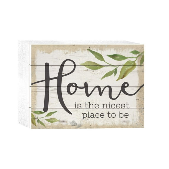 P. GRAHAM DUNN Home Nicest Place Whitewash 8 x 6 Solid Wood Boxed Pallet Plaque Sign