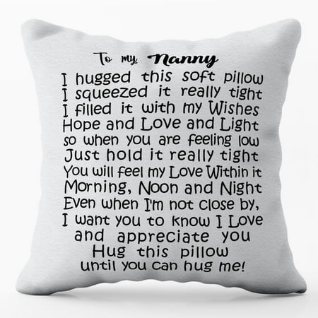 

Hug This Pillow Until You can Hug me Nanny Gifts Throw Pillow Covers 16x16 inch Nanny Birthday Gifts from Grandkids，Long Distance Gifts Sweet Sayings Quote Pillowcase for Nanny