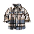 thumbnail image 2 of Otqutp Boys Girls Flannel Shirt Jacket Kids Long Sleeve Plaid Button Down Shacket Christmas Coat Top Fall Outwear with Pockets(Blue,6-12 Months), 2 of 4