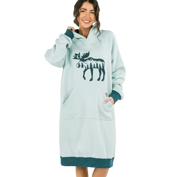 LazyOne Oversized Hoodie Sweatshirt, Comfortable Loungewear, Mountains (Moose Silhouette, L/XL)