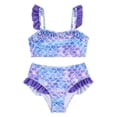 thumbnail image 3 of Girls Swimsuit 2 Piece Ruffled Styles Solid Color Little Girls' Swimwear Squat-Proof Two Piece Swimsuit Beach Bathing Suit, 3 of 8