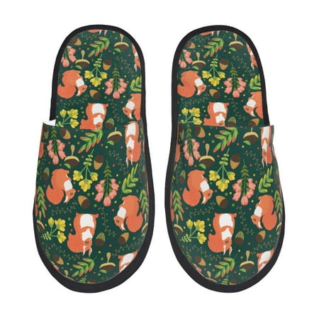 Balery Forest Squirrel Slient Indoor Furry Fleece Comfort House Shoes Soft Non-Slip Home Shoes Cotton slippers House Slippers-- Medium