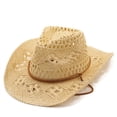thumbnail image 2 of ManxiVoo Hand Knitted Breathable Hollow Wide Brim Sun Hat for Women Men Outdoor Summer Parties and Travel, 2 of 6