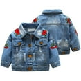 thumbnail image 3 of Lovebay Kids Toddler Girls Embroidery Denim Coats Jean Jacket Windbreakers Coats Outwear, 3 of 14