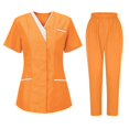 thumbnail image 2 of Xfvqtps Scrubs for Women Scrub Tops Drawstring Jogger Pants Set Tunic Clinic Carer V-Neck Protective Clothing Set Orange, 2 of 4