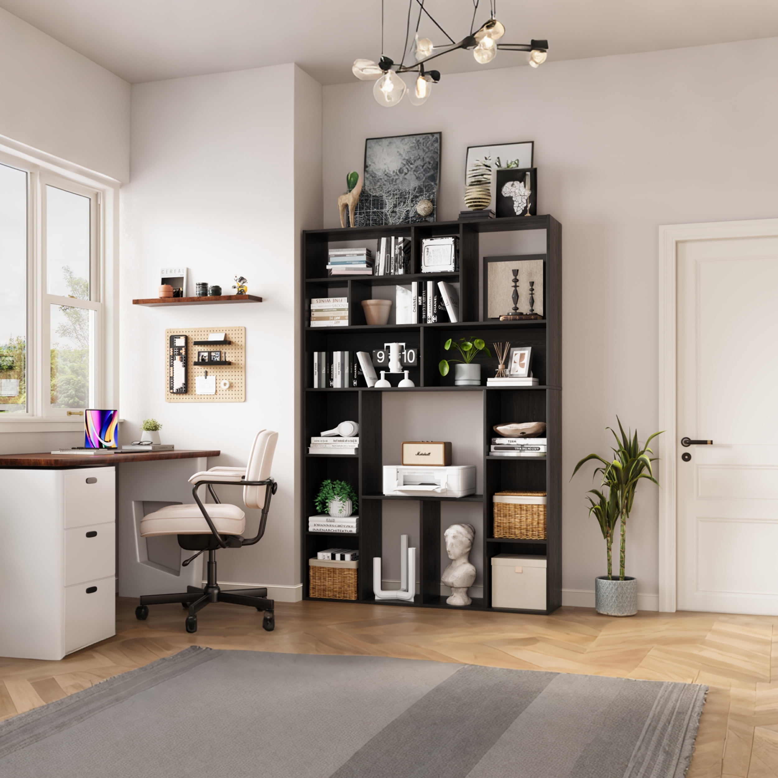 BOASHIRO 71" Tall Bookcase, 6-Tier Bookshelves with 16 Open Display Shelves, Large Bookcase for Home Office, Living Room, Black