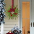 thumbnail image 6 of Small Christmas Wreath Berry Accented Mini Artificial Christmas Wreath Pine Greenery Hanging Wreath for Shelf Farmhouse Home Window Door DIY Xmas Holiday Party Decor 1Pcs, 6 of 7