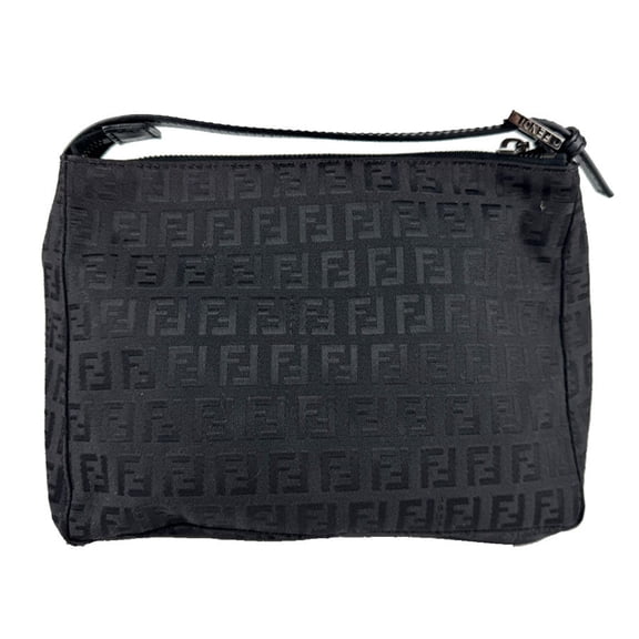 Pre-Owned Fendi Zucchino Canvas Handbag, Black, Women's, z8021 (Good)
